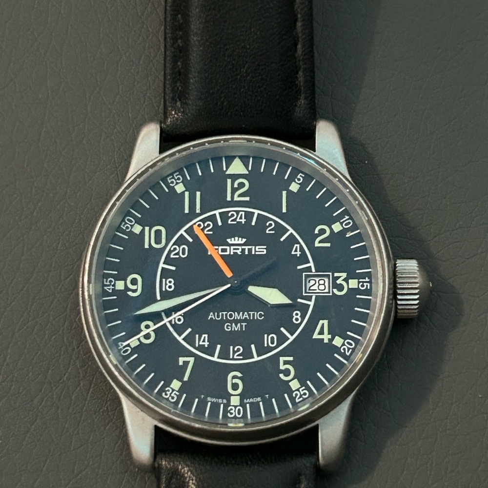 Fortis Automatic GMT Watch - Black and Silver